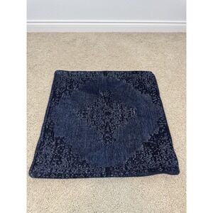 Pottery Barn Pillow Cover 22x22 Blue Textured Geometric Square Cushion Decor